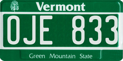 VT license plate OJE833