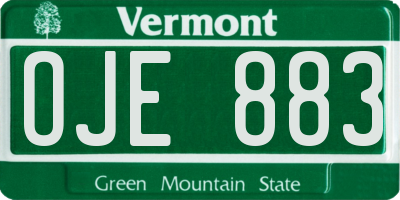 VT license plate OJE883