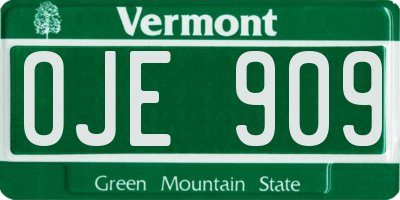 VT license plate OJE909