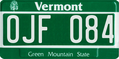 VT license plate OJF084