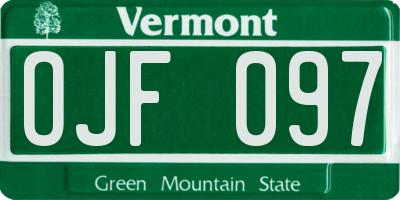 VT license plate OJF097