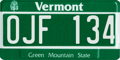 VT license plate OJF134