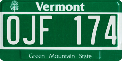 VT license plate OJF174