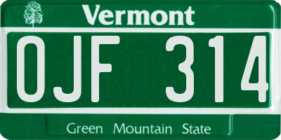 VT license plate OJF314