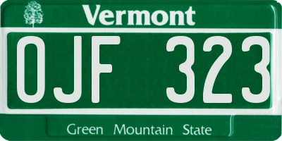 VT license plate OJF323