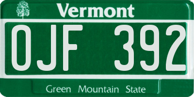 VT license plate OJF392