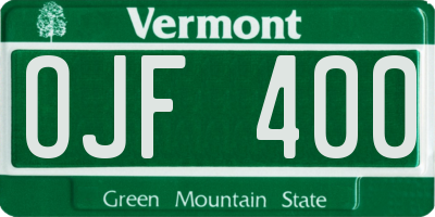 VT license plate OJF400