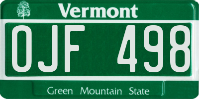 VT license plate OJF498