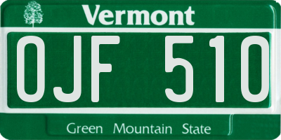 VT license plate OJF510