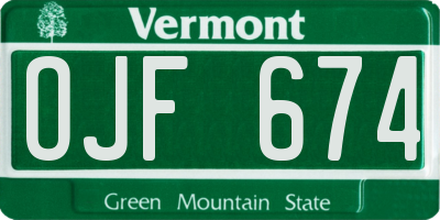 VT license plate OJF674