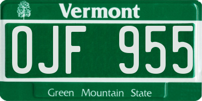VT license plate OJF955