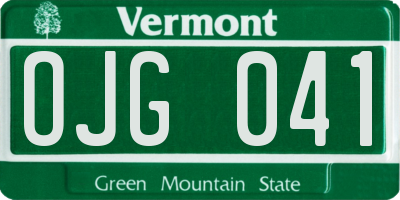 VT license plate OJG041
