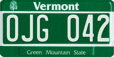 VT license plate OJG042