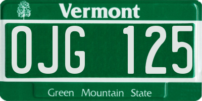 VT license plate OJG125