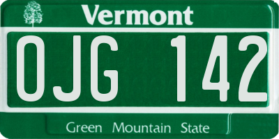 VT license plate OJG142