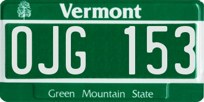 VT license plate OJG153