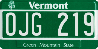 VT license plate OJG219