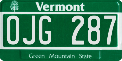 VT license plate OJG287