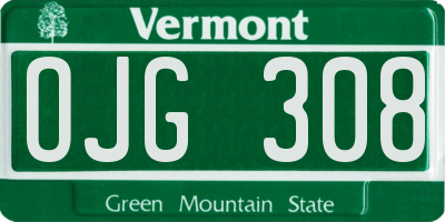 VT license plate OJG308