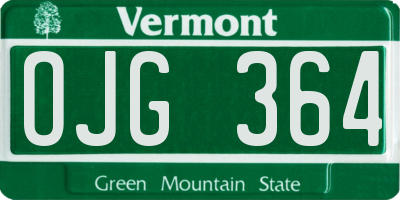 VT license plate OJG364