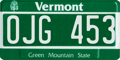 VT license plate OJG453