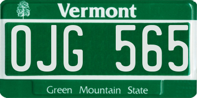 VT license plate OJG565