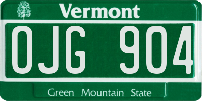 VT license plate OJG904
