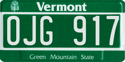 VT license plate OJG917