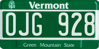 VT license plate OJG928