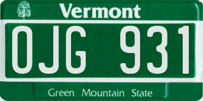 VT license plate OJG931