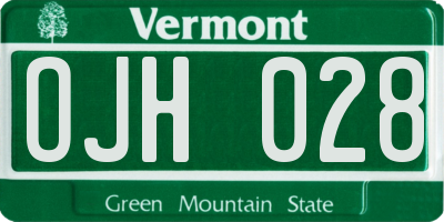 VT license plate OJH028
