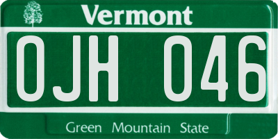VT license plate OJH046