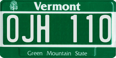VT license plate OJH110