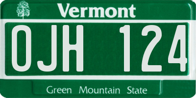 VT license plate OJH124
