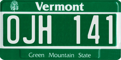 VT license plate OJH141