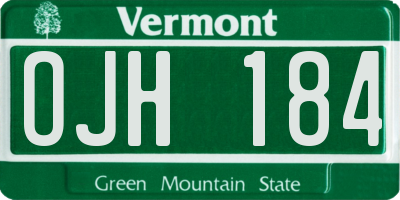 VT license plate OJH184