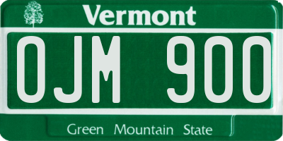 VT license plate OJM900