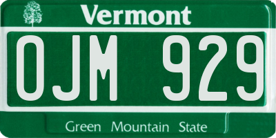 VT license plate OJM929