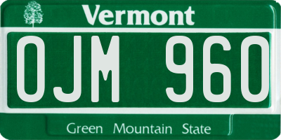 VT license plate OJM960