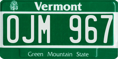VT license plate OJM967