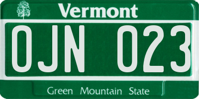 VT license plate OJN023
