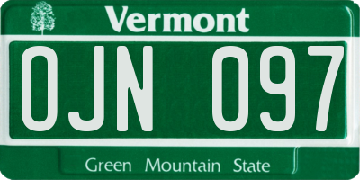 VT license plate OJN097