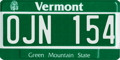 VT license plate OJN154