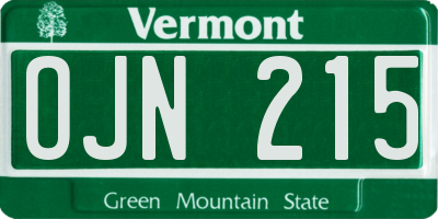VT license plate OJN215