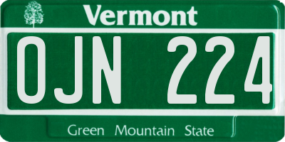 VT license plate OJN224