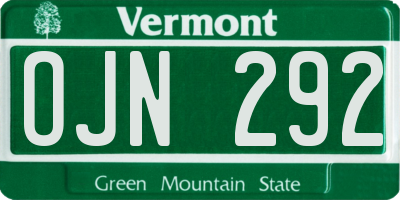 VT license plate OJN292