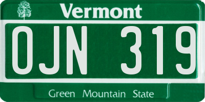 VT license plate OJN319