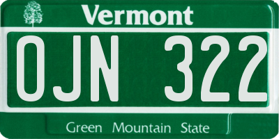 VT license plate OJN322