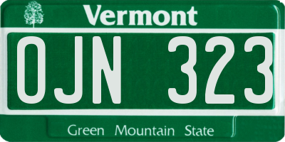 VT license plate OJN323