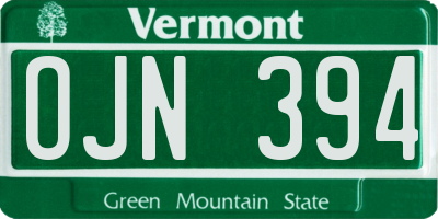 VT license plate OJN394